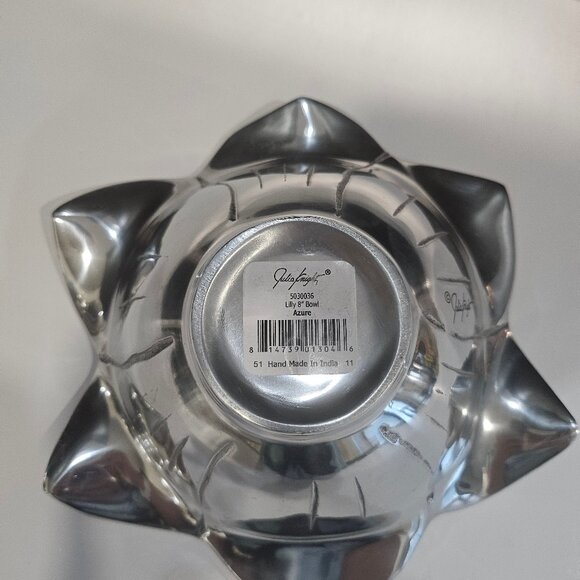 Julia Knight Lily Shaped 8" Serving Bowl Silver/Azure Blue Like New! - Picture 5 of 10